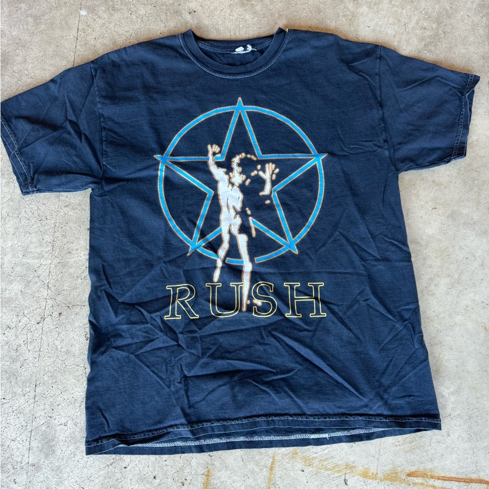 Vintage Alstyle Black Rush Pentagram Rock Music Graphic T-Shirt